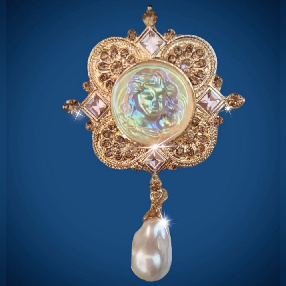 Baroque Angel Lady Iridescent Brooch